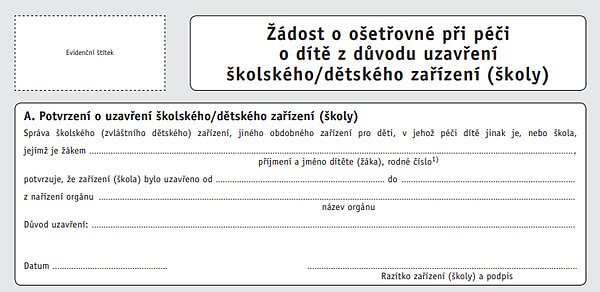 Koronavirus - uzavření škol a žádost o ošetřovné