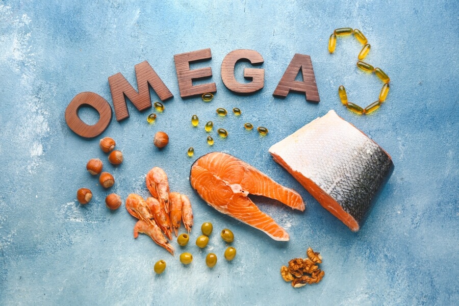 Znázornění omega-3 mastných kyselin a zdrojů omega-3 z potravin