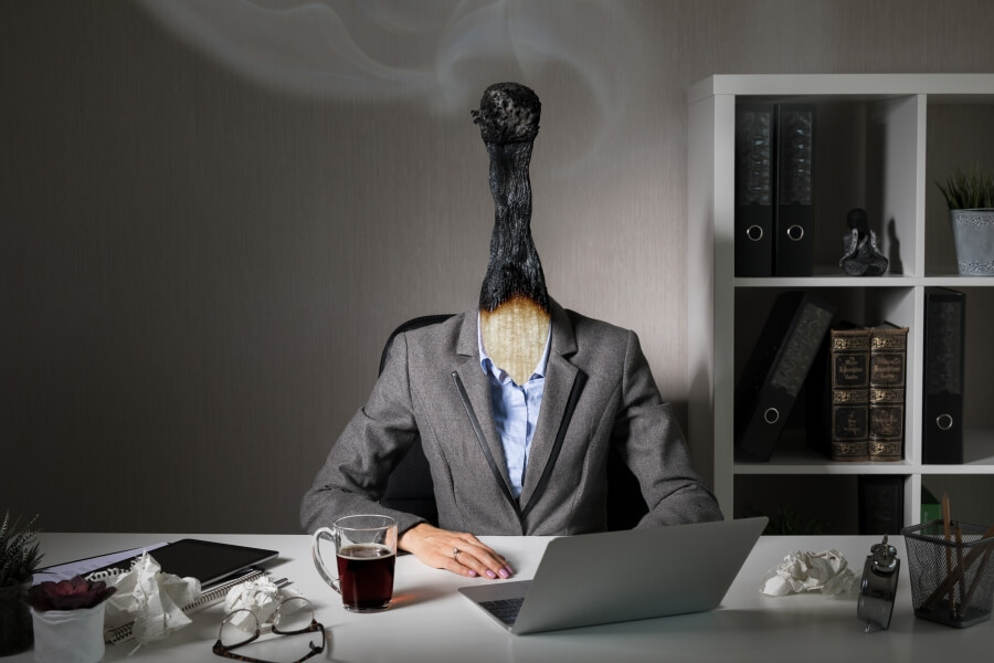 Znázornění syndromu vyhoření (burnout syndromu)