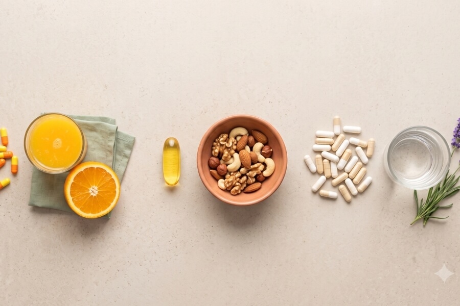 Vitamínový rozvrh na jeden den – kdy brát vitamíny ráno, v poledne a večer.