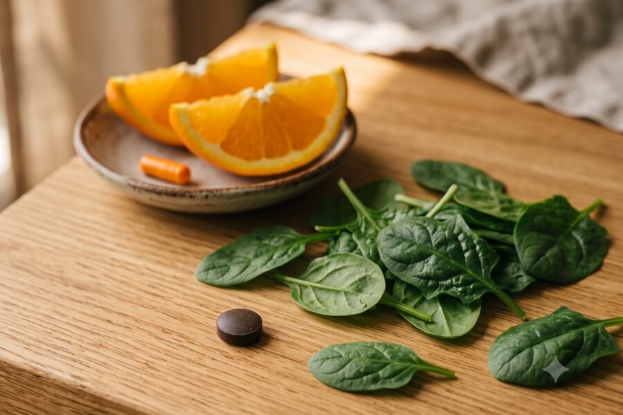 Jak kombinovat vitamíny a minerály – synergie vitamínu C a železa.